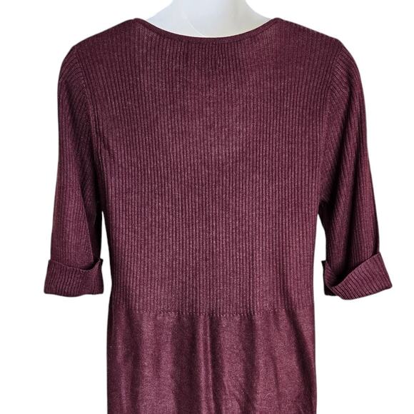 Calvin Klein Womens Cozy Sweater Dress Medium Burgundy Ribbed Knit Fall Winter - Picture 7 of 8